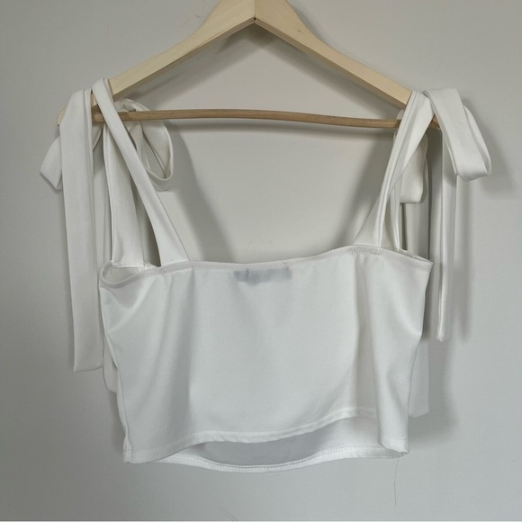 Coquette Girl Cupped Bralette Tank Tie Strap Cropped Tank Top Size 10 PLT NWT - Picture 11 of 13